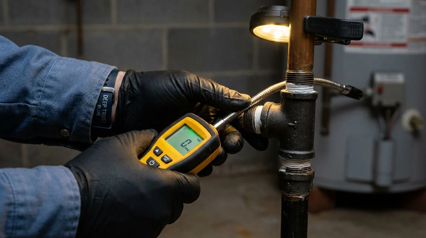 Gas leak detection with electronic sniffer by Johns Plumbing LLC in Canastota